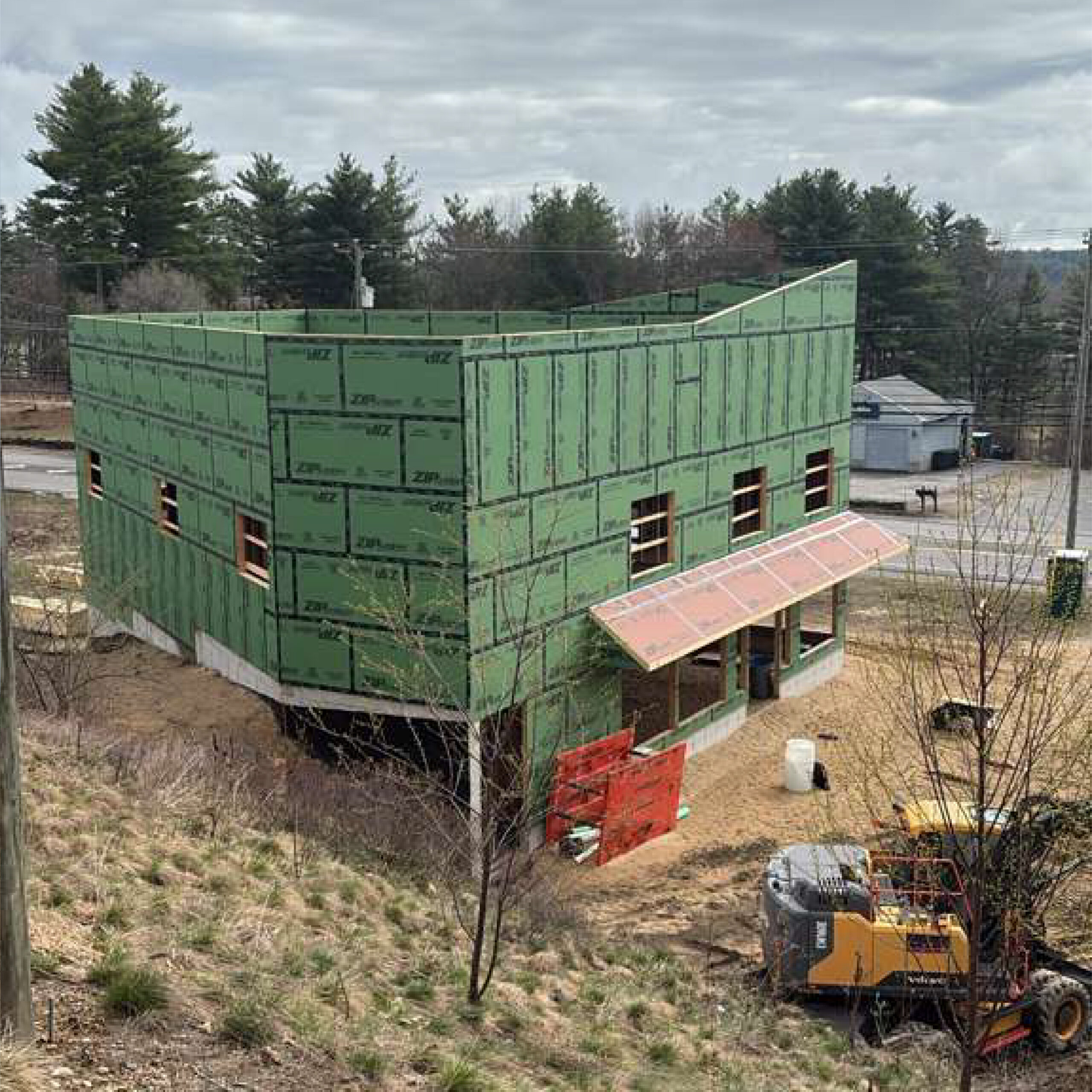 Commercial building under construction by Family Realty Holdings with ZIP System sheathing