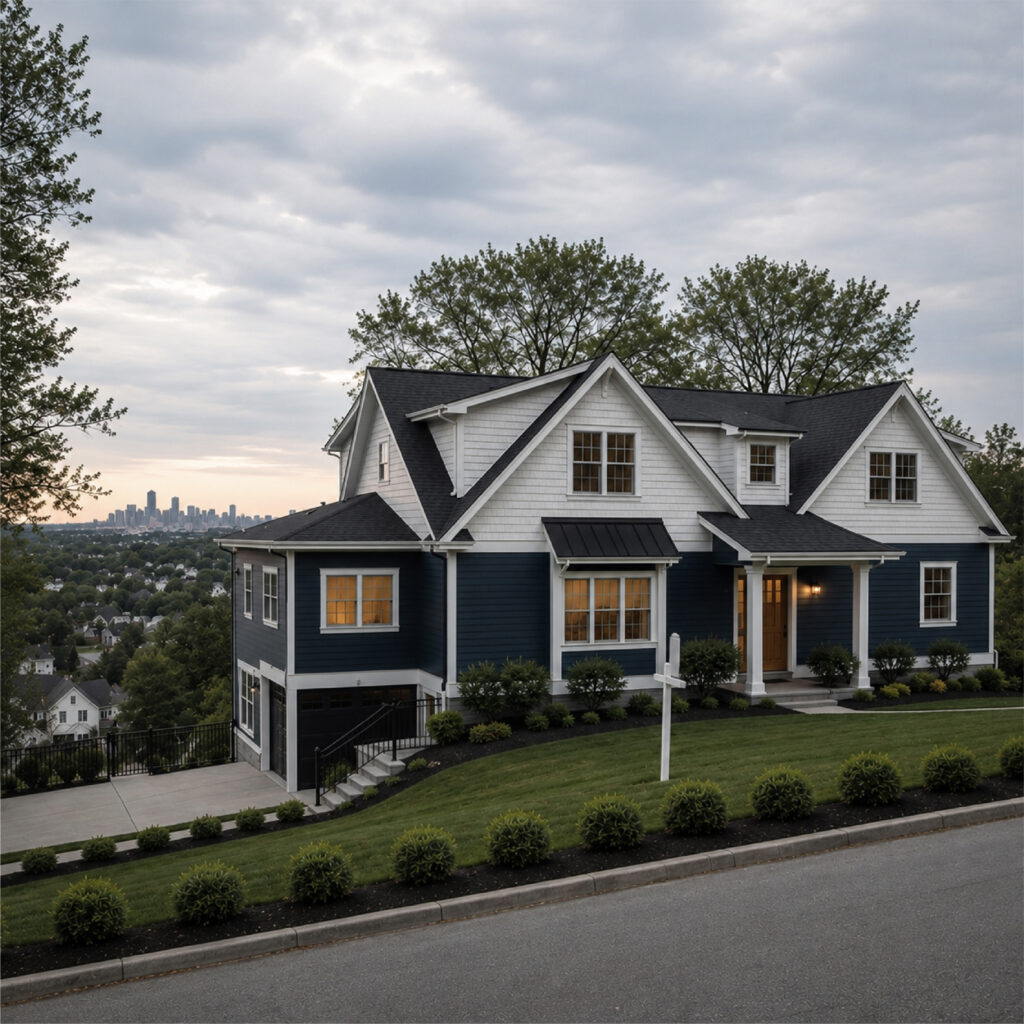 Family Realty Holdings Melrose House exterior showcasing completed luxury residence with modern farmhouse design and custom finishes