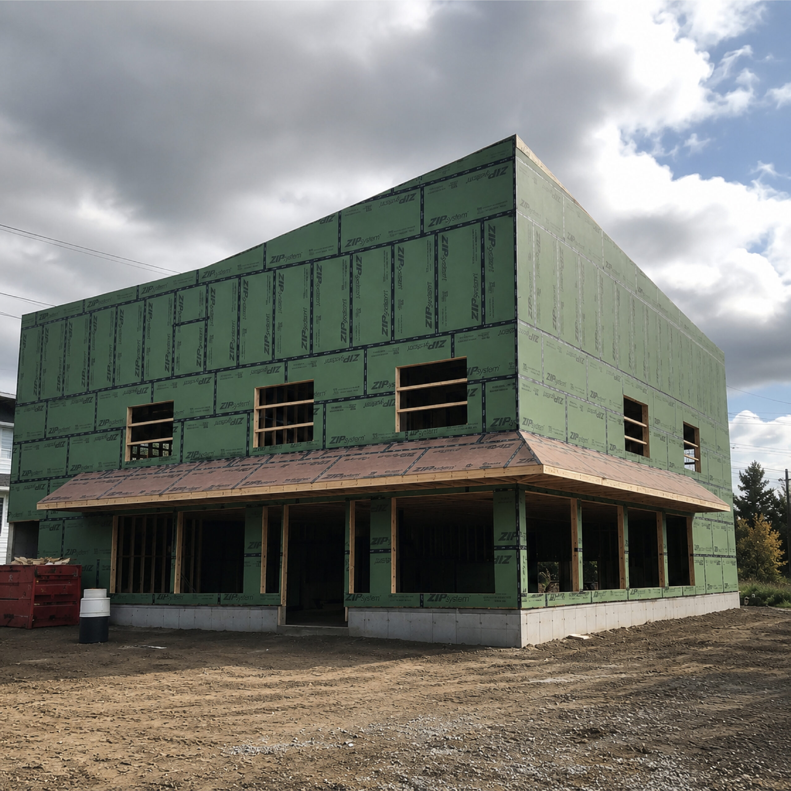 Family Realty Holdings Merrimack Development under construction showcasing mixed-use commercial and residential building progress in New Hampshire