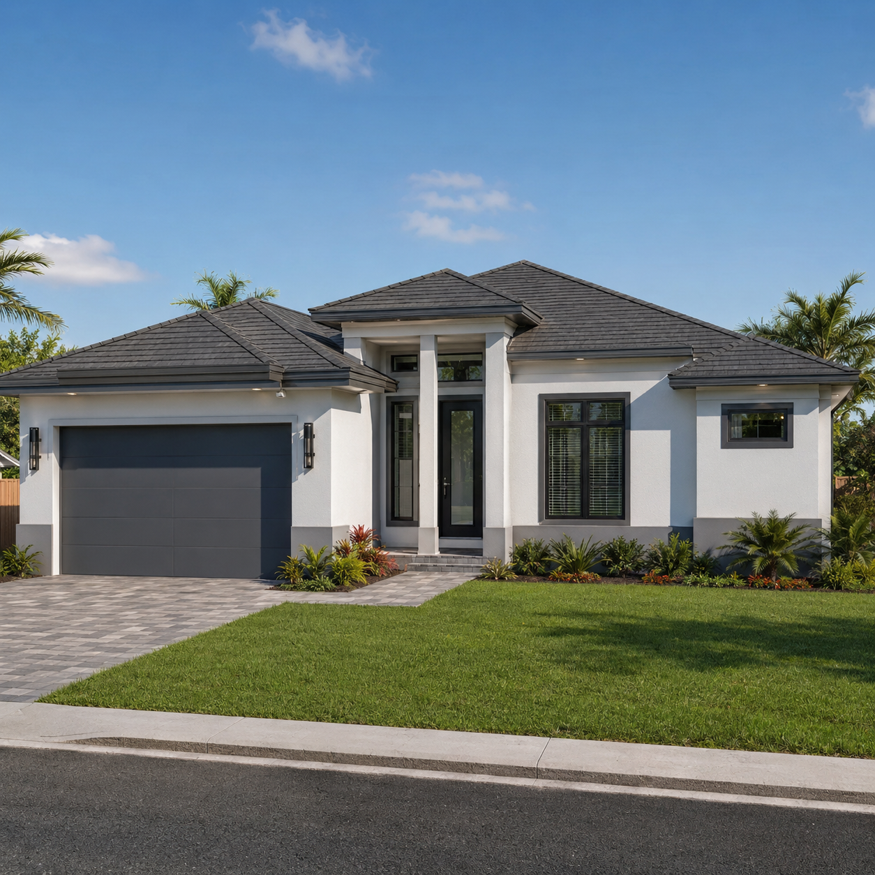 Family Realty Holdings Hibiscus House exterior showcasing luxury single-story residence with contemporary architectural details