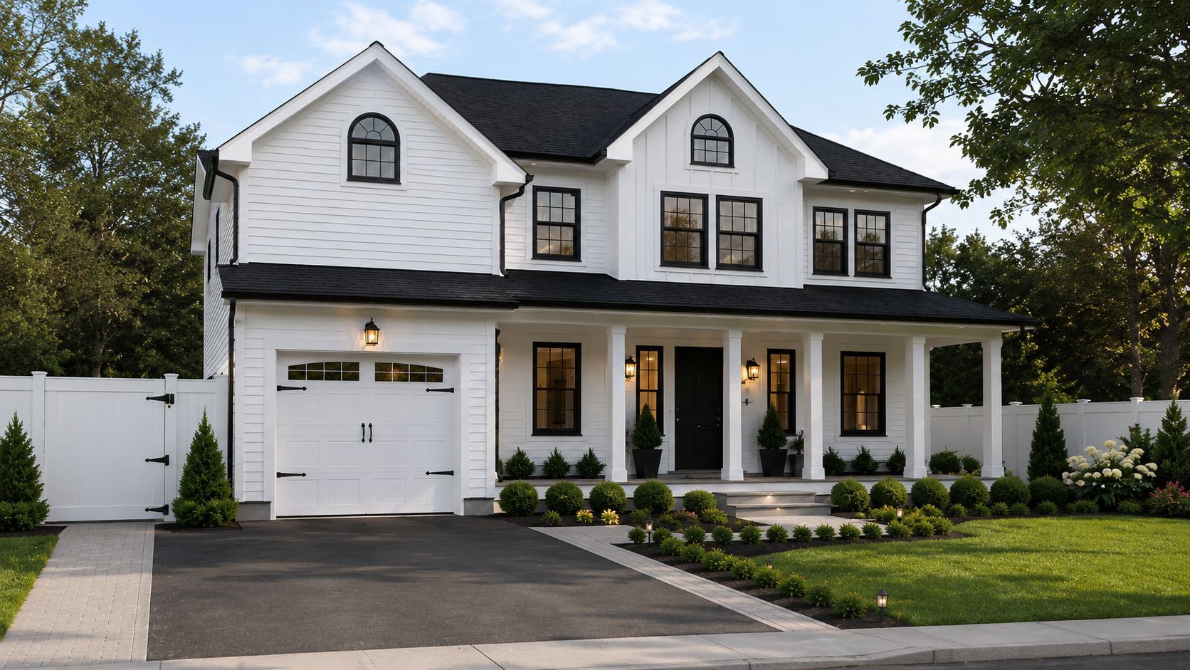 Family Realty Holdings Nashua House exterior featuring modern farmhouse architecture with white siding and black accents