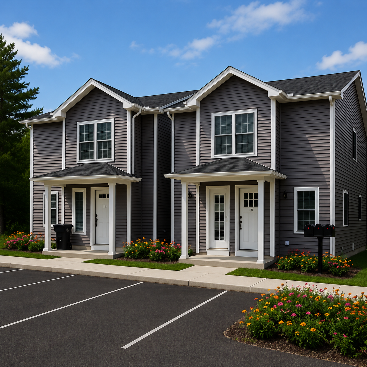 Family Realty Holdings Putnam House exterior front view featuring modern duplex-style residential development in New Hampshire